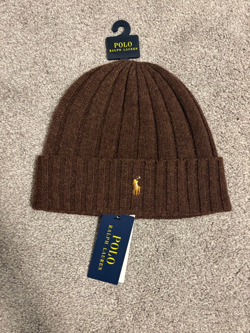 NWT Polo Ralph Lauren Wool Blend Rib Knit Beanie Hat